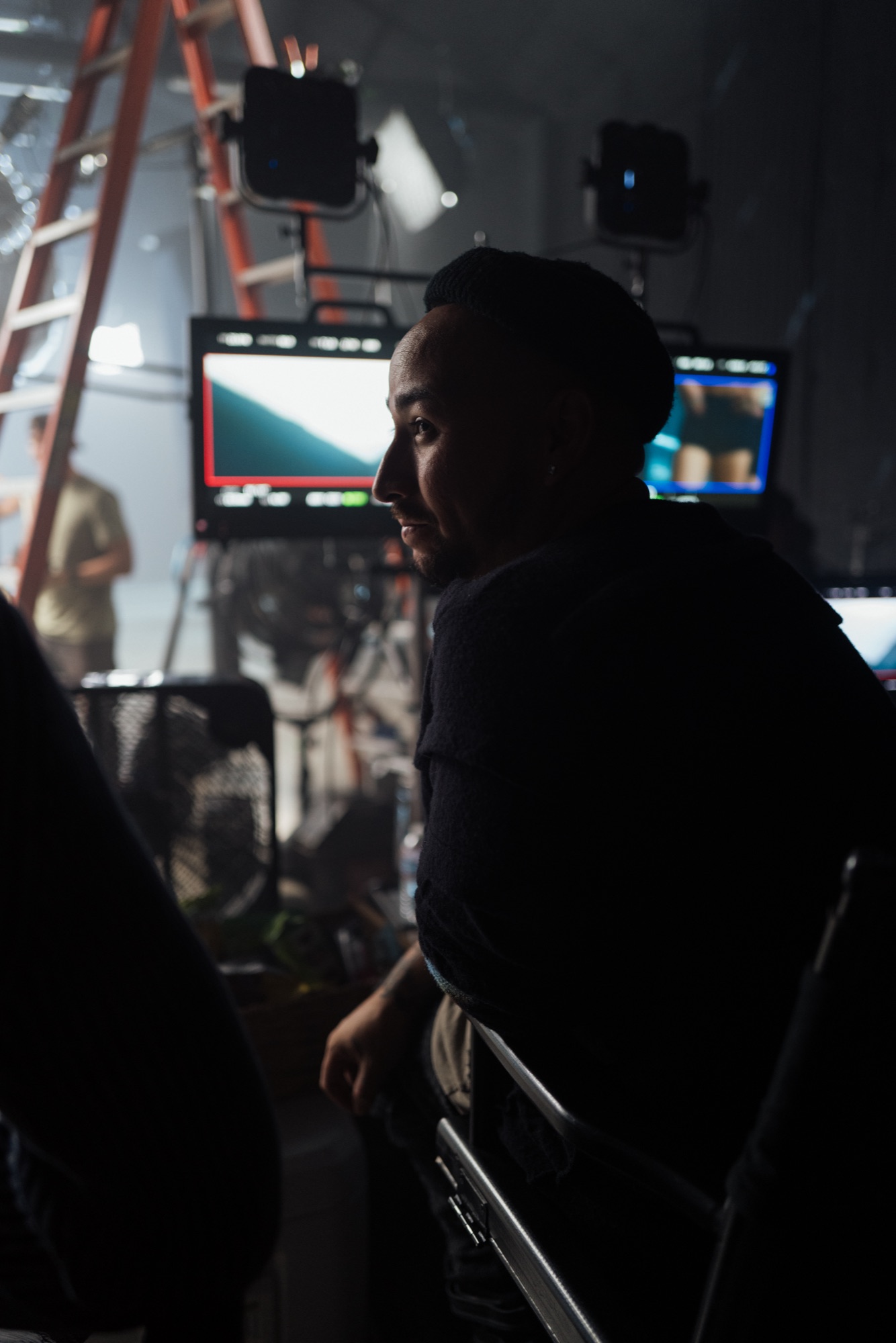 Mike Ho directing on a cinematic set